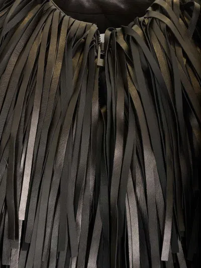 Alaïa Fringed Bomber Jacket Jackets Black