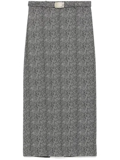 Staud Long Herringbone Pattern Pencil Murray Skirt