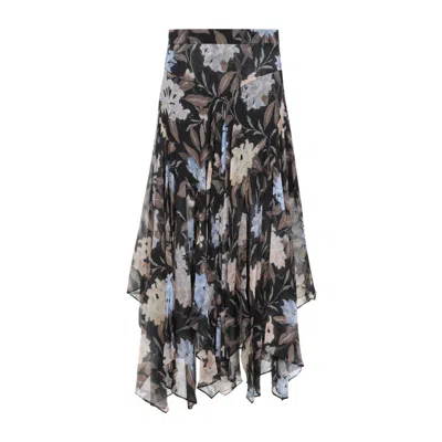 Zimmermann Black Eden Handkerchief Viscose Midi Skirt