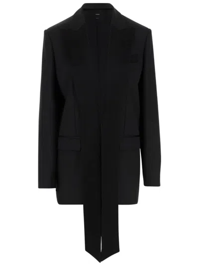 Pinko Wool Blend Single-breasted Jacket With Satin Collar
