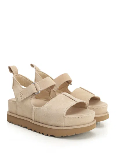 Ugg Womens Goldenstar Hi Suede Platform Sandals Beige Eur 40 / 7 Uk