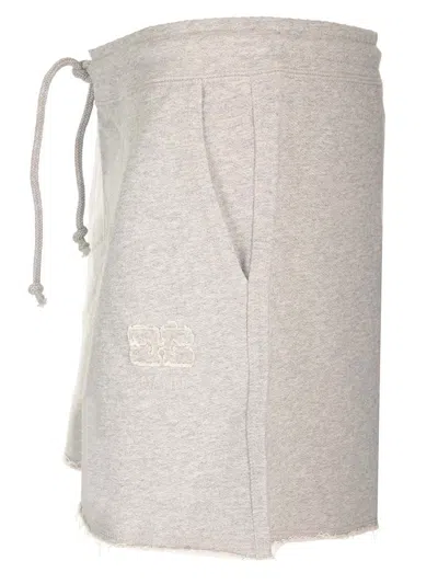 Ganni Grey Shorts With Drawstring Trousers Grey