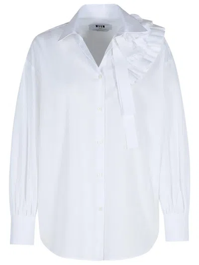 Msgm Cotton Shirt Ruffle Detail