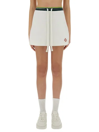 Casablanca Textured Fabric Tennis Skirt With Drawstring Waist