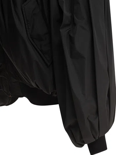 Balenciaga Draped Black Bomber Jacket In Technical Micro-faille