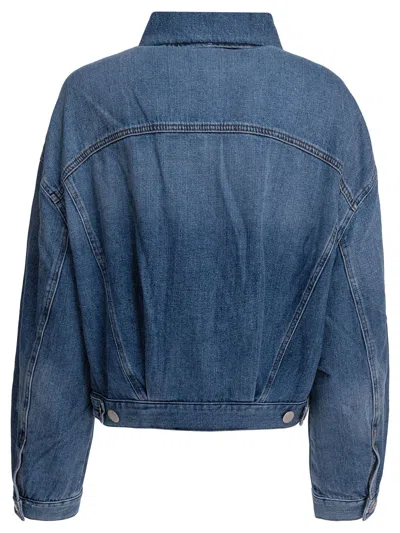 Pinko Blue Jacket With Classic Collar And Two Front Patch Pockets In Blue
