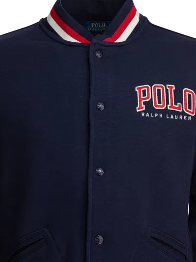 Polo Ralph Lauren Ribbed Collar Striped Detailing Front Pockets Jacket