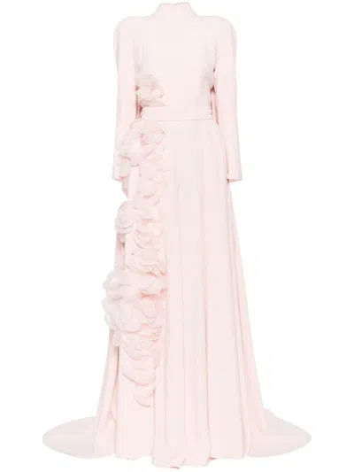 Saiid Kobeisy Crepe Kaftan With Organza Flowers