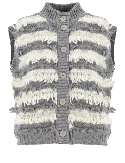Panicale Two-color Striped Knit Wool Waistcoat