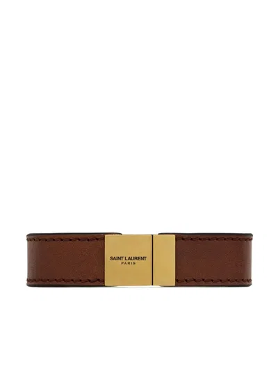Saint Laurent Men's Cassandre Leather Bracelet