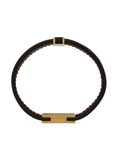 Saint Laurent Men's Cassandre Leather Bracelet