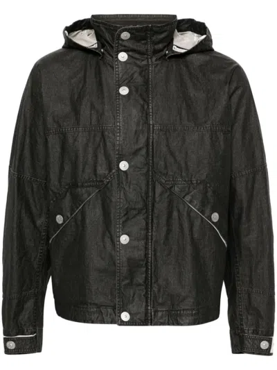 Stone Island Logo-print Hooded Linen Jacket