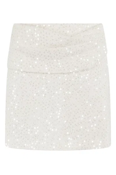 IRO BOUCLÈ SKIRT WITH ALL-OVER SEQUINS AND DRAPED DETAIL 