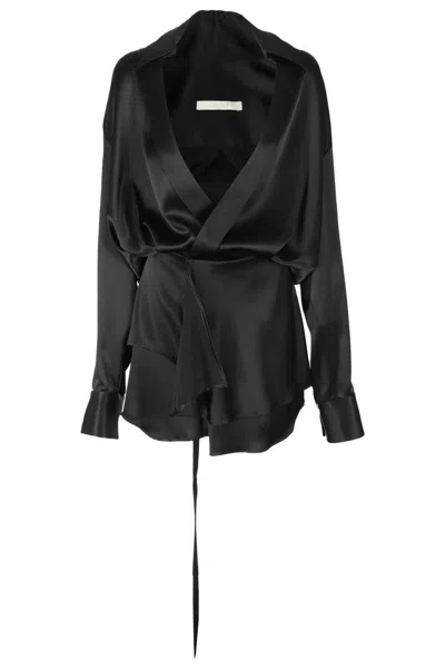 Ssheena Black Chemisier Dress With Hidden Button Closure