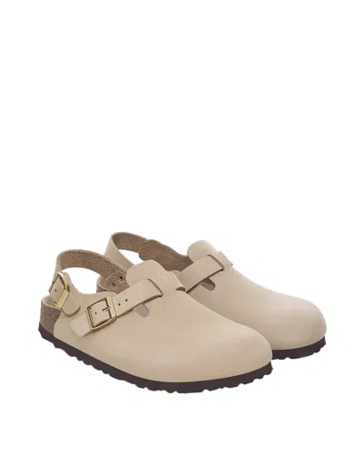 Birkenstock Mule 'tokio' Con Fibbia Sul Fronte E Sul Retro In Pelle Beige Donna In Multi