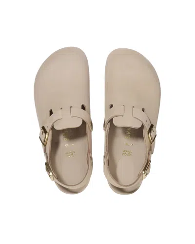 Birkenstock Mule 'tokio' Con Fibbia Sul Fronte E Sul Retro In Pelle Beige Donna In Multi