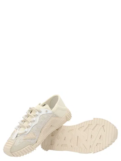 Dolce & Gabbana Nsl Lace-trimmed Low-top Sneakers