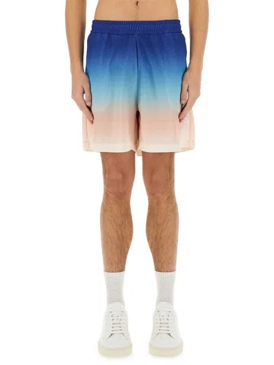 Casablanca Gradient Monogram Shorts With Elasticized Waistband In Blue