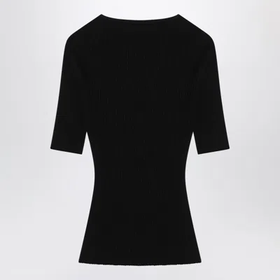 Courrèges Black Ribbed Sweater In Cotton And Wool