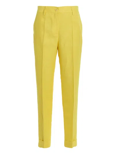 Shop P.a.r.o.s.h Linen Blend Pants Yellow