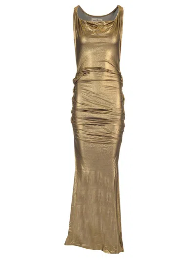 Vivienne Westwood Liz Jersey Dress Disco Jersey Gold Xs Women