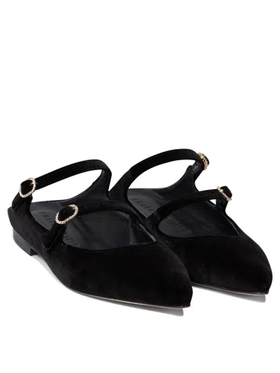 Amato Daniele Velvet Blue Loafers With Pointed Toe And Buckle Detail
