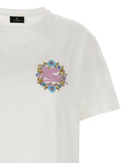 Etro Cotton Crewneck T-shirt W/embroidery In White