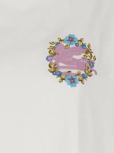Etro Cotton Crewneck T-shirt W/embroidery In White