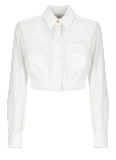 Elisabetta Franchi Cropped Shirt With Classic Collar In White
