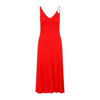 Lanvin Red Flame Sleeveless A-line Midi Dress