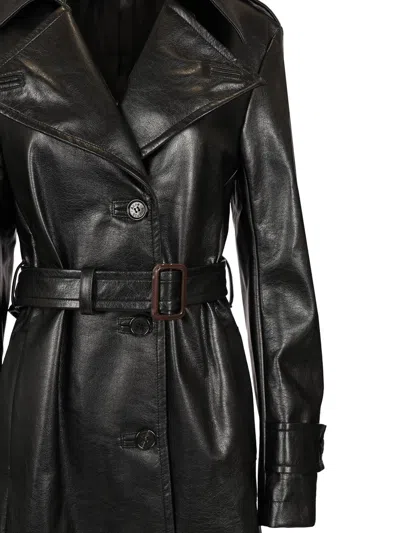 Acne Studios Long Leather Trench Coat Coats Black