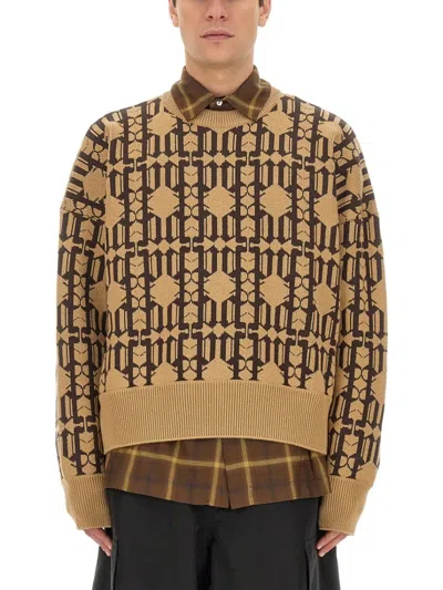 Palm Angels Embroidered Allover Monogram Jacquard Sweater