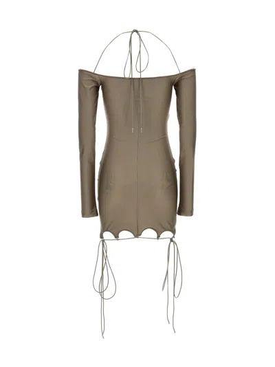 Attico ''lyna'' Military Mini Dress In Brown
