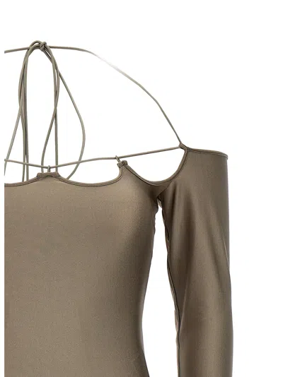 Attico ''lyna'' Military Mini Dress In Brown