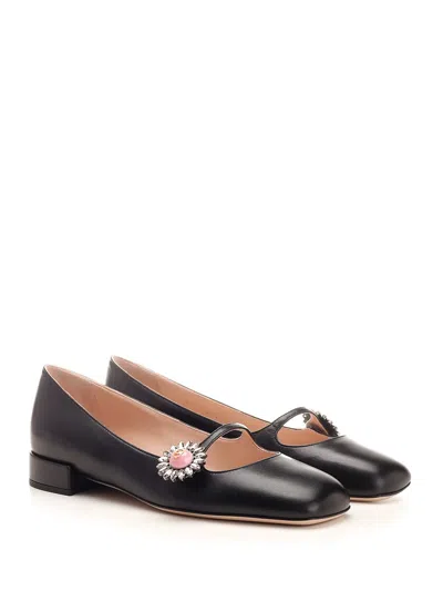 Valentino Embellished Leather Mary Jane Flats