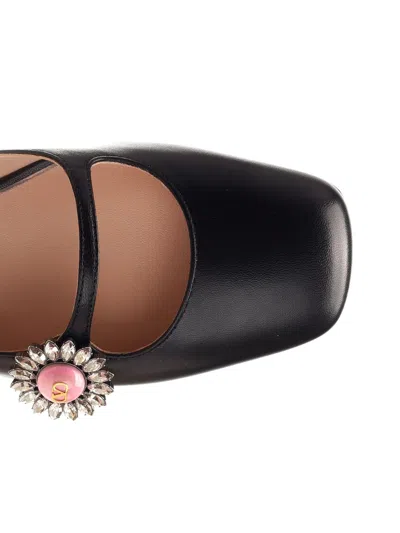 Valentino Embellished Leather Mary Jane Flats