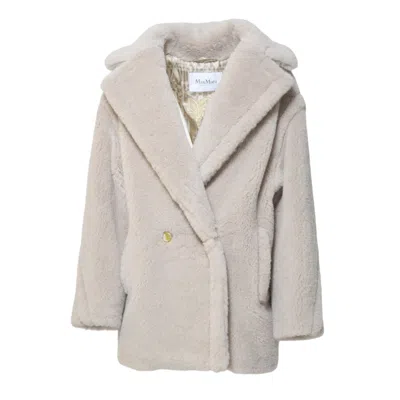 Max Mara Cuba Teddy Coat In Alpaca And Sand Wool