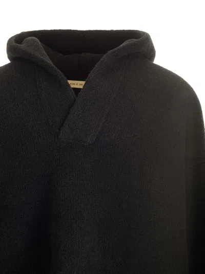 Shop Fear Of God Merino Polo Hoodie Knitwear Black