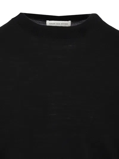 Dries Van Noten Merino Wool Sweater Knitwear Black In Black