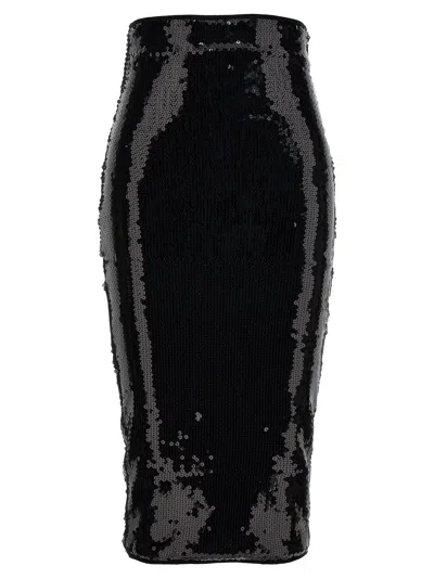 Alexandre Vauthier Black Mesh Midi Skirt In Black