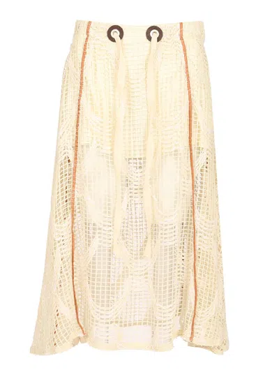 Durazzi Milano Mesh Midi Skirt Skirts White