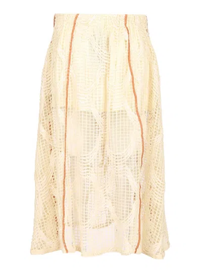 Durazzi Milano Mesh Midi Skirt Skirts White