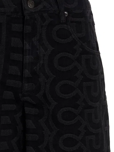 Marc Jacobs Monogram Patterned Straight Leg Jeans In Black