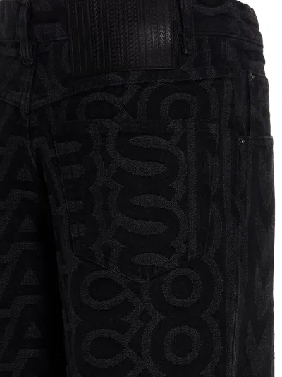 Marc Jacobs Monogram Patterned Straight Leg Jeans In Black