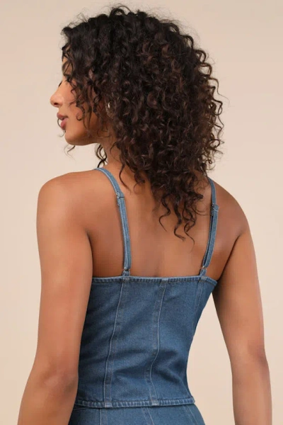 Lulus Kamile Blue Chambray Button-front Tank Top