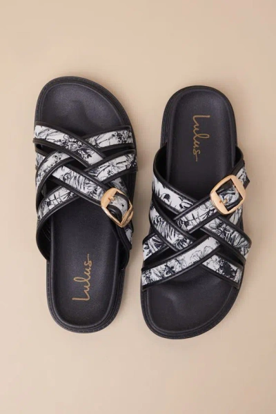 Lulus Killian Multi Tropical Print Slide Sandals In Animal Print