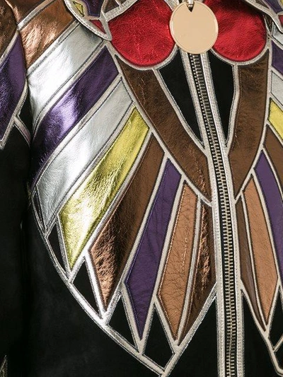 Givenchy Woman Cropped Patchwork Metallic Leather Jacket Black