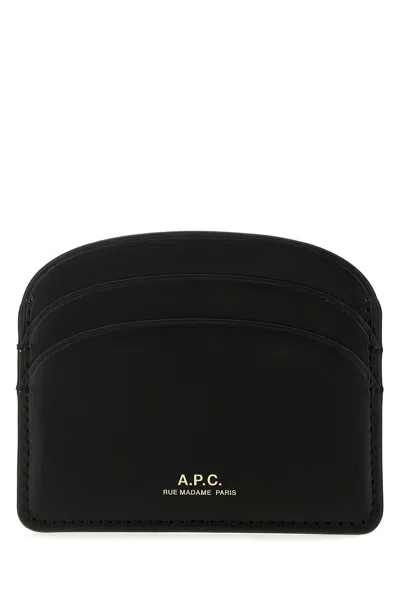 Apc A.p.c. Semi-circular Black Leather Cardholder With Multiple Slots