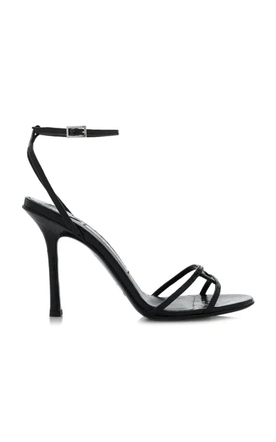 Jimmy Choo Strappy Leo 100 Stiletto Heel Sandals In Black