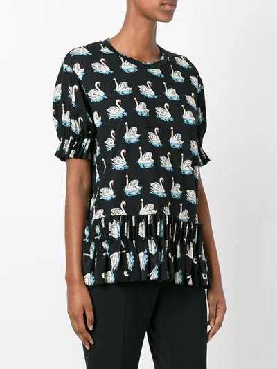 Shop Stella Mccartney Swan Print Skirt Blouse - Black